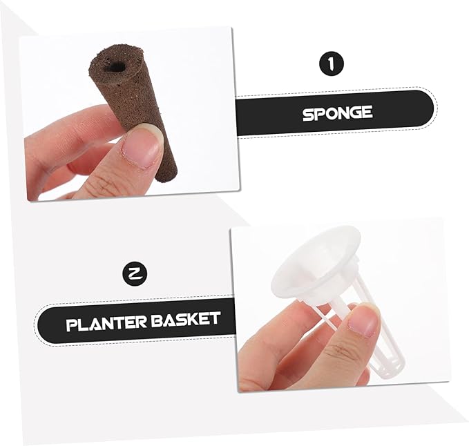 3sets Hydroponic Plant Basket Kit Humidity Dome and Growing Sponges for Indoor Garden for Soilless Cultivation of Herbs Vegetables and Flowers