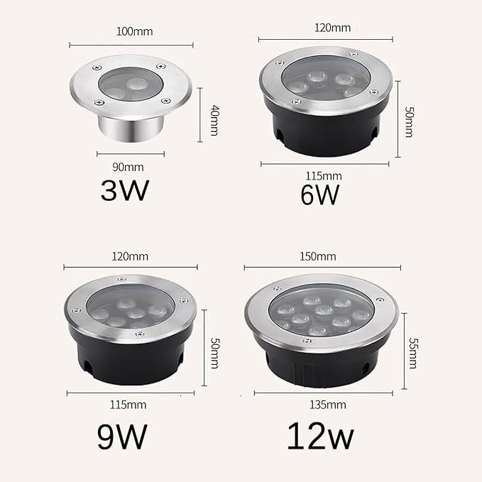 LED Underground Light - Underwater Landscape Decorate Lights Outdoor Fountain Lamp AC 12V/24V Low Underwater Led Lights IP68 Waterproof Ultra-thinyo Embedded Spot LigRed-24-6W