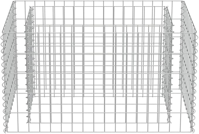 Galvanized Steel Gabion Planter Raised Bed Outdoor Garden Galvanized Steel Wire Mesh Grid Stone Wall Flower Raised Bed for Vegetables Flowers Plants 35.4x19.7x19.7 -AA