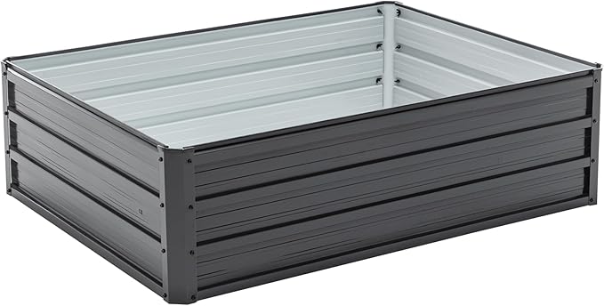 4x3x1ft Metal Raised Garden BedDeep Root Outdoor Galvanized Planter BoxPatio Kit Planting Beds for Vegetables Flowers HerbBlack