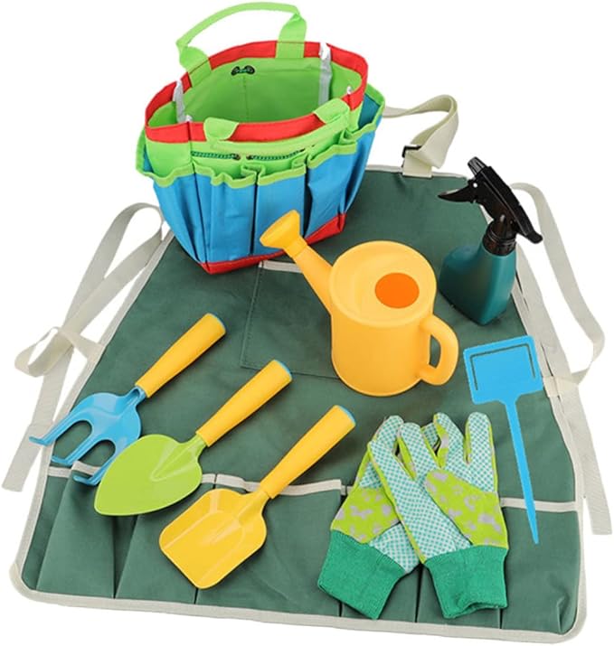 1set Boy Girl Gardening Tool Garden Tools for Boy Girl Includes Watering Can Shovel Rake and Apron Activity for Boys and Girls