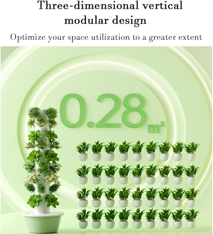 Hydroponics Growing System Tower Vertical Garden Planter with LED Grow Light Intelligent Water Cycle Settings for Herbs Fruits Vegetables(5 Layers)