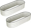Raised Garden Bed 4.5x2x1.5ft Oval 2 Pcs Galvanized Planter Boxes Outdoor Metal Raised Beds for Vegetables Flowers Open Base Tool-Free Assembly Garden Planter