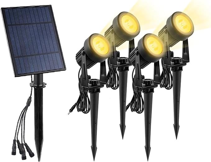 Solar Spot Lights Outdoor Solars Landscape Spotlights IP65 Waterproof 9.8ft CableAuto On/Off Outdoor Wall Lights for Garden Yard Driveway Porch Walkway Pool(Warm White)