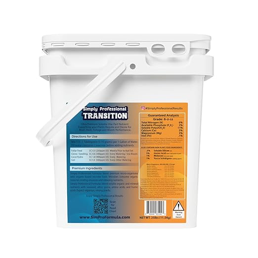 Transition Formula – Premium Fertilizer for Pre-Flower Growth – Organic Mineral Hybrid with Seaweed Yucca &amp Amino Acids – Water-Soluble Plant Food – Made in USA - 25 LB Bucket