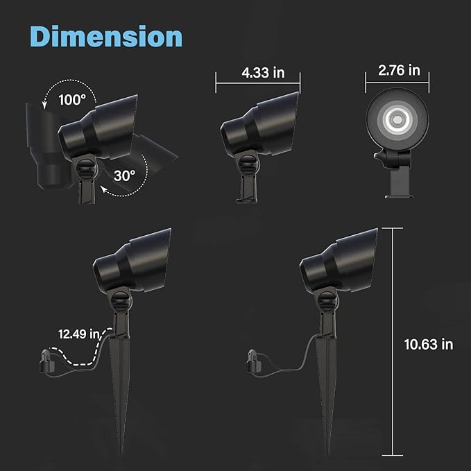 GOODSMANN 4PK Path Lights LED Low Voltage Landscape Lighting 0.6 Watt 22 Lumens Garden Lights with 2PK 3W 200 Lumens Spotlights Outdoor Lighting with Metal Stake and Connector