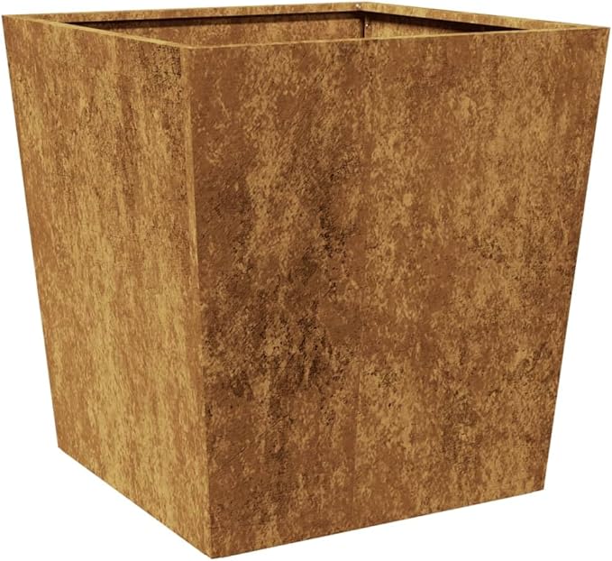 Garden Planter Brown Weathering Steel 19.7x19.7x19.7 inch Square Outdoor Decorative Inlays Durable Metal for Patio Balcony Terrace