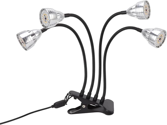 LED Grow Aluminium Alloy Light 4 Heads Bendable Adjustable USB Plant Light with Clip for Indoor - Full Plant Lights for Indoor Growing Light Grow Plants