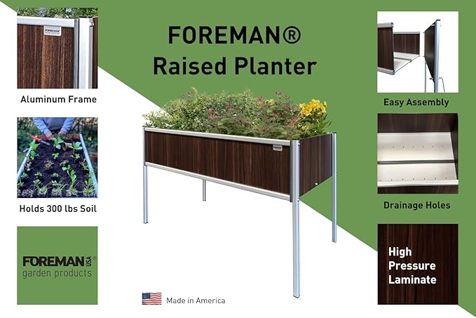 Foreman Raised Garden Bed on Legs – Weather-Resistant Raised Garden Bed (36 x 24 x 25) with Drainage Ideal Raised Garden Bed for Vegetables &amp Flowers – 300 lb Capacity Tosca Wood Grain