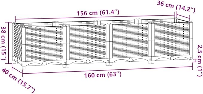 63 White Raised Garden Bed Large Square Planter Box 15 Deep Polypropylene Outdoor Herb Flower Boxes for Patio Balcony Garden