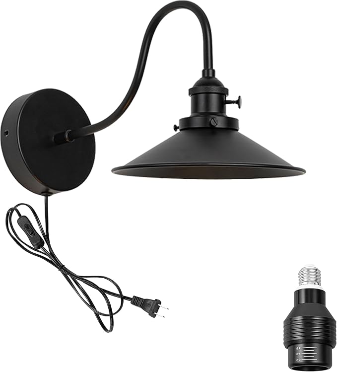 Hook Mounted Plant Light Full Spectrum 4500K 10W Adjusted Light Beam Range 15-60° Industrial Style Goose Neck Wall Lamp for Flowers Growing Indoor Plants (DZ22x6)