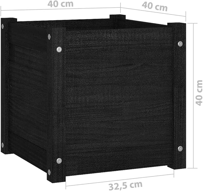 Garden Planters 2 pcs Horse Trough planters Planter Boxes Raised Flower Bed Garden beds Outdoor Suitable for Orchard Nursery Corridor Courtyard Black 15.7x15.7x15.7 Solid Wood Pine