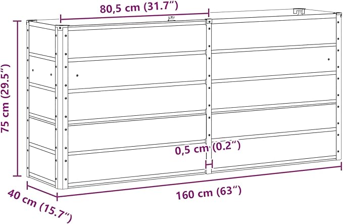 Outdoor Metal Raised Garden Bed Steel Planter Box for Gardening Vegetables Fruits Flowers Easy Assembly 62.99 x 15.75 x 29.53 in Ivory-751