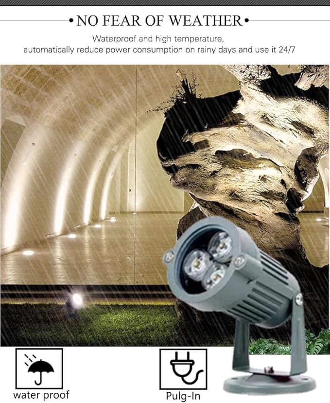 Kiven Outdoor Landscape Yard Floodlight LED Lighting 3W Waterproof IP65 Graden Lights COB Led Spotlights for Signboard Lighting Wall Light、Lawn Decorative Lamp Plug-In Ground Lights （3200K）