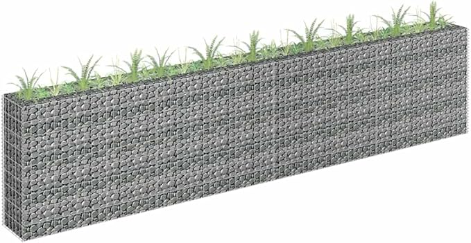 vidaXL Raised Gabion Bed Flower Bed Plants Garden Patio Outdoor Backyard Planter Galvanised Steel 360x30x90cm