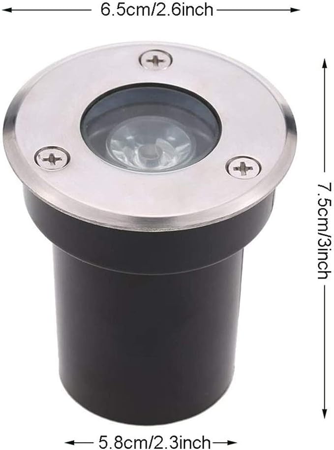 LED Beam Spotlight 1W Waterproof Stainless Steel Recessed Downlight for Outdoor Use IP67 Underground Light (Red AC85-265V Blue 12V)