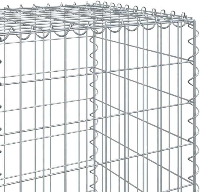 Galvanized Iron Gabion Basket with Cover 157.5x19.7x59.1 Outdoor Raised Garden Bed Planter Box Sturdy Metal Mesh for Landscaping Retaining Walls &amp Decorative Features