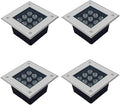 4 Pack Square Buried Lights - IP66 Waterproof Underground Lamps for Outdoor Walkway Garden Terrace and Street Landscape (6W Red AC 85-110V)