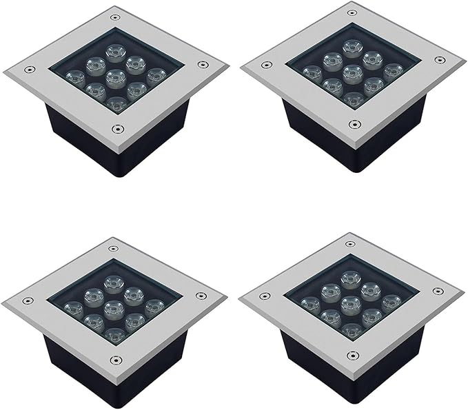4 Pack IP66 Waterproof Embedded Square Buried Lamps - 36W Outdoor Ground Lights for Walkway Garden Terrace and Street Landscape (AC85-110V Yellow)