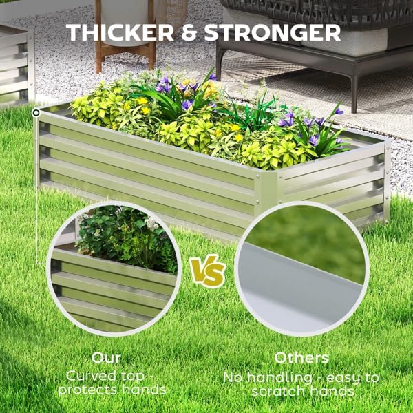 2-Pack Galvanized Raised Garden Bed with PE Greenhouse 47 x 23.5 x 12 Metal Planter Box for Vegetables Flowers Herbs Open Bottom Outdoor Garden Bed for Backyard Silver