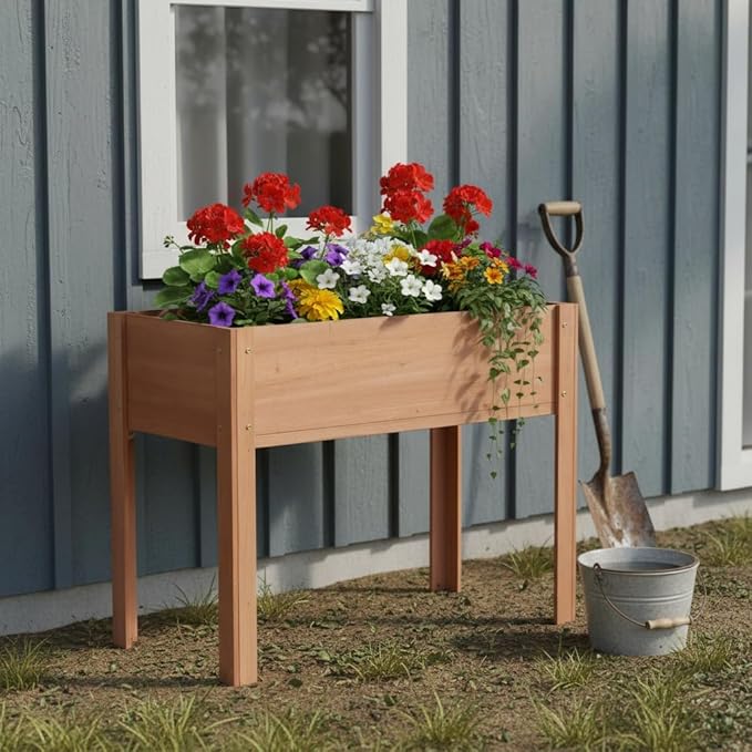 40x20x31 Inch Raised Planter Box with Legs Elevated Wooden Garden Bed for Growing Vegetables Fruits Flowers and Herbs