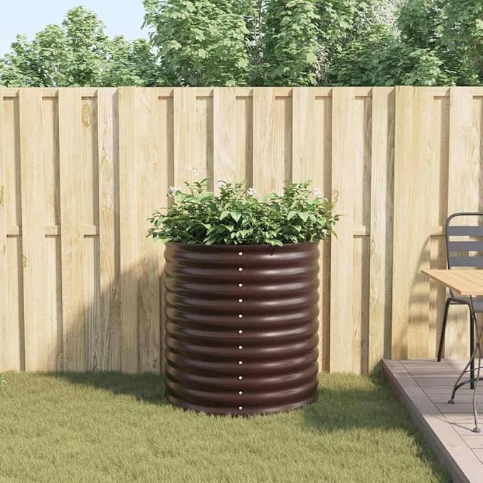 Metal Steel Garden Raised Bed for Gardening Metal Planter Box for Vegetables Fruits Flowers Easy Assembly 31.5x31.5x31.9 Brown -716