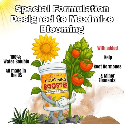 Bloom Booster - Flower Fertilizer for Indoor and Outdoor Plants - Blooming Promoter - Potted Plant Food - Water Soluble Flower Fertilizer - for Roots and Flowers - Tech Grade Raw Materials (3lb)