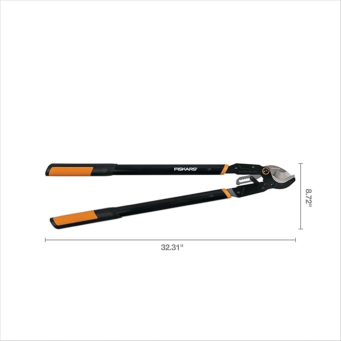 Fiskars Ratchet Drive Anvil Lopper 32 Inch Heavy Duty Tree Trimmer 2 inch Cut Capacity Riveted Handles for Easy Squeeze Cutting Power