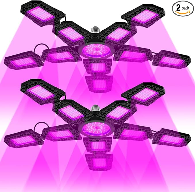 2PCS 300W Adjustable Panels LED Full Spectrum Planting Grow Lamp 2835 DiodesIndoor Plants for Seedling Veg/Bloom Growth Lamps E26/E27 All-Stage Seed Grow Light 110V Flower Blooming Cabinet Lighting