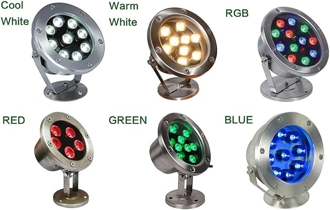 Underground Light LED - LED Beam Spotlight Adjustable 180° Landscape Light IP68 Waterproof LEDs Spotlight Stainless Steel Fountain Villa Rockery Underwater LYellow 15W
