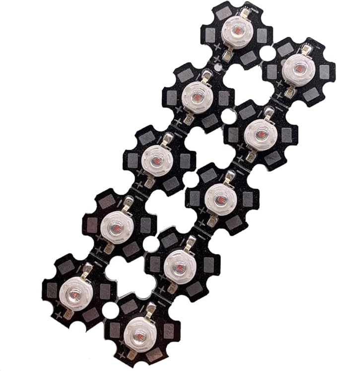 100PCS 3W High Power LED Diodes Cold/Warm White/Red/Green/Blue/Yellow 660nm 445nm Plant Grow Light Source with 20mm Star PCB (Yellow 595-595nm)