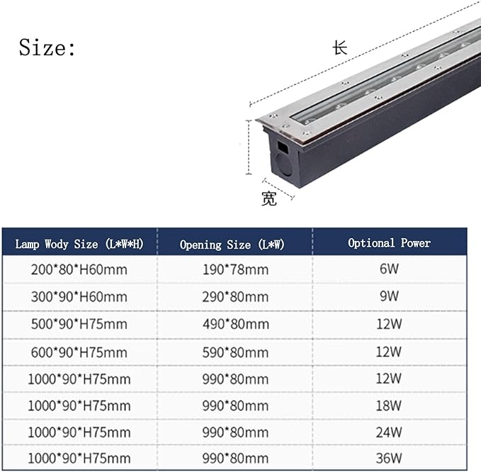 Outdoor Landscape Spotlight recessed LED Spotlight - Outdoor Landscape Lights - LED Long Strip recessed Light 220 V/24 V recessed LED Floor lamp IP67 Outdoor Waterproof O Blue-12W(600mm)