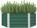 Raised Garden Bed Galvanized Steel Large Metal Outdoor Plant Flower Box for Herb Vegetable &amp Gardening – Green 50.8x50.8x18.1