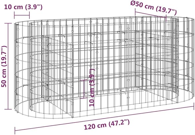 Gabion Raised Bed Gabion Cages Basket Steel Woven Gabion Net Garden Plant Above Ground Garden Boxes Outdoor Garden Galvanized Planters Metal Trough 47.2x19.7x19.7 -AA