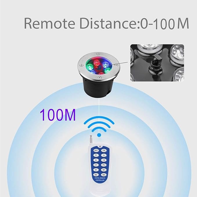 Underwater Pond Spotlight - with Remote Control Spotlights IP68 Waterproof Spotlight RGB Outdoor Underwater Lights Landscape Lights Underground Light LED for Garden Pond Swimming Pool (18w(12