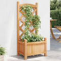 Solid Wood Fir Planter with Trellis Brown Raised Garden Bed for Climbing Plants Outdoor Patio and Terrace 15.7x11.8x35.4 Inches Durable and Elegant