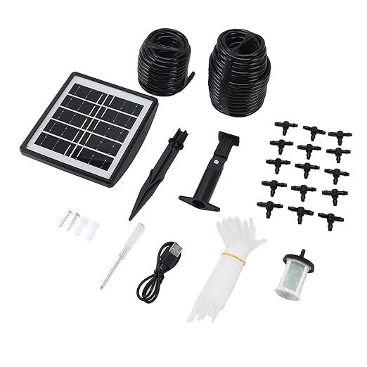 Solar Powered Automatic Drip Irrigation Kit System - DIY Watering Solution for Gardens and Outdoor Plants