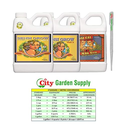 Advanced Nutrients Sensi Grow A and B 4 Liter with Sensi Cal-Mag 4 Liter Bundle and Conversion Chart and 3mL Pipette