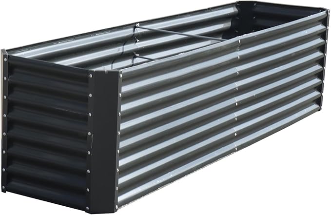findmall 8x2x2Ft Raised Garden Bed Gray Volume 239 Gallons Electro Galvanized Steel Sheet Flower Box for Flowers and Greenery Gardening Planting Vegetable Cultivation