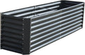 findmall 8x2x2Ft Raised Garden Bed Gray Volume 239 Gallons Electro Galvanized Steel Sheet Flower Box for Flowers and Greenery Gardening Planting Vegetable Cultivation