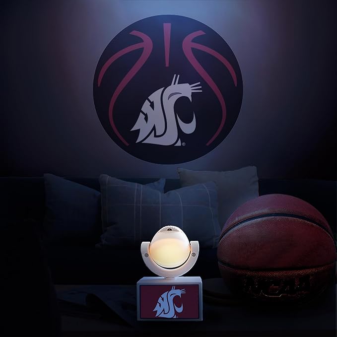 Sporticulture NCAA American Football Washington State - Adjustable Led Mini Spotlight Projector with 6 Team Logo Designs - Portable &amp Rechargeable Spotlight - Battery-Operated - 4.375” x 3.125”