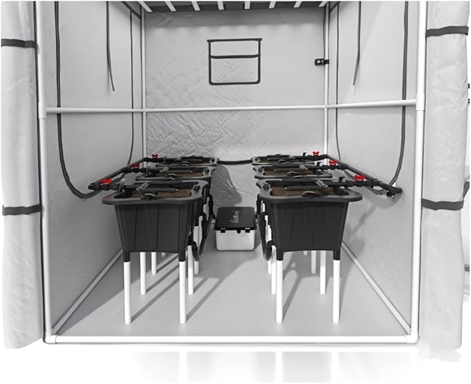 The Bucket Company 3 Gallon Grow System for Plants | 2-in-1 Top Feed Watering System Bucket Kit Works with Drain to Waste &amp Recirculating Gardening Applications (6 Buckets) (Black)