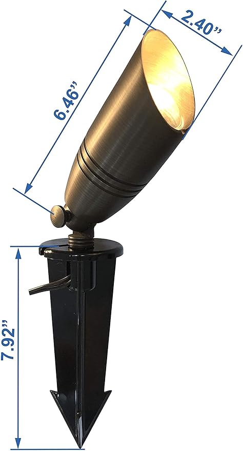 GKOLED 10 Pack Brass Landscape Spotlights (MR16 Bulbs Included) with 4 Pack Brass Landscape Path Lights (G4 Bulbs Included)