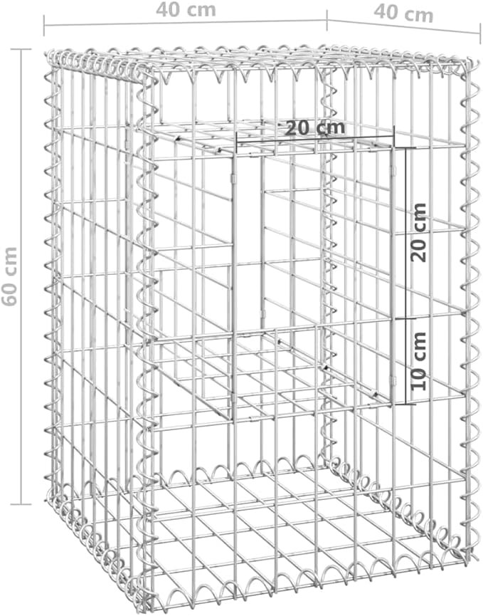 2pcs Galvanized Steel Gabion Basket Post/Planter Raised Bed Gabion Raised Bed to Fill with Rocks or Gravel Stable Durable Gabion Post 15.7x15.7x23.6 -AA