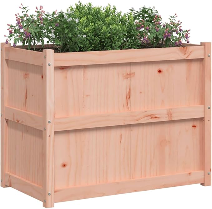 Garden Planter Natural Wood Solid Douglas Fir 35.4x19.7x27.6 in Raised Garden Bed for Outdoor Plants Patio Deck