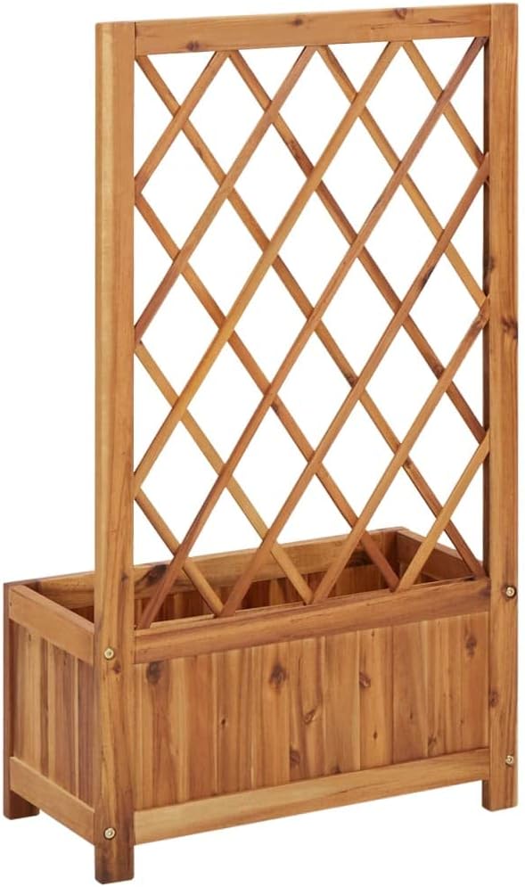 Garden Raised Bed with TrellisWood Planter with Trellis Planter Box with Trellis Raised Garden Bed Outdoor for Plants Hanging Flower Baskets Solid Acacia Wood