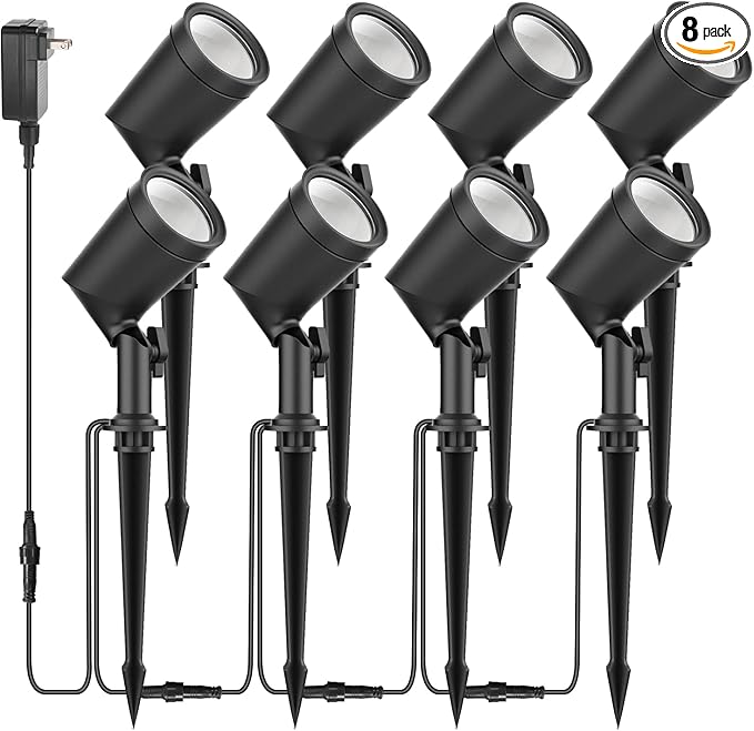 SUNTHIN Outdoor Landscape Lights 8 Pack 600LM per Light Retro Aluminum Light Socket