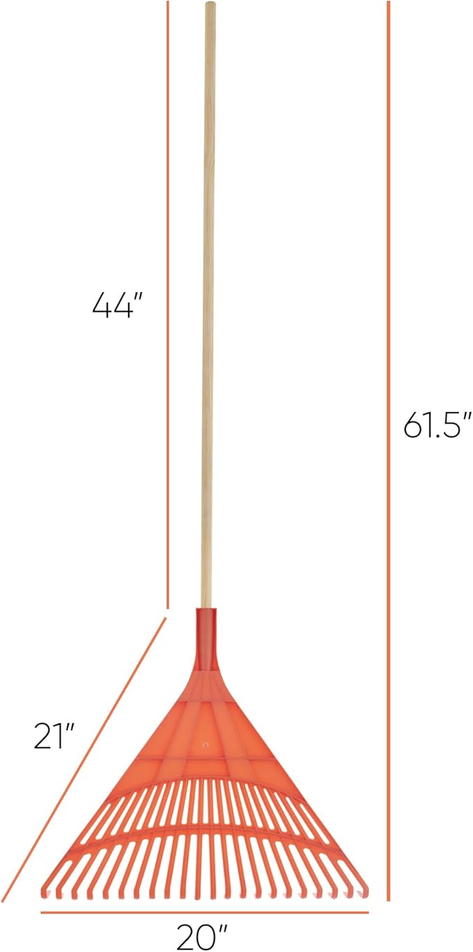 Superio Kids &amp Adult Rakes with Hardwood Handle Durable Plastic Head to Sweep Leaves in Lawn and Tidying Up The Garden Kid Size 34 Adult Size 61