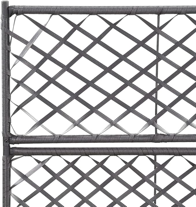 Trellis Planter for Outdoor Flower &amp Vegetable Growing - Large Poly Rattan Plant Box with Pots for Gardening &amp Planting in Beds - Black