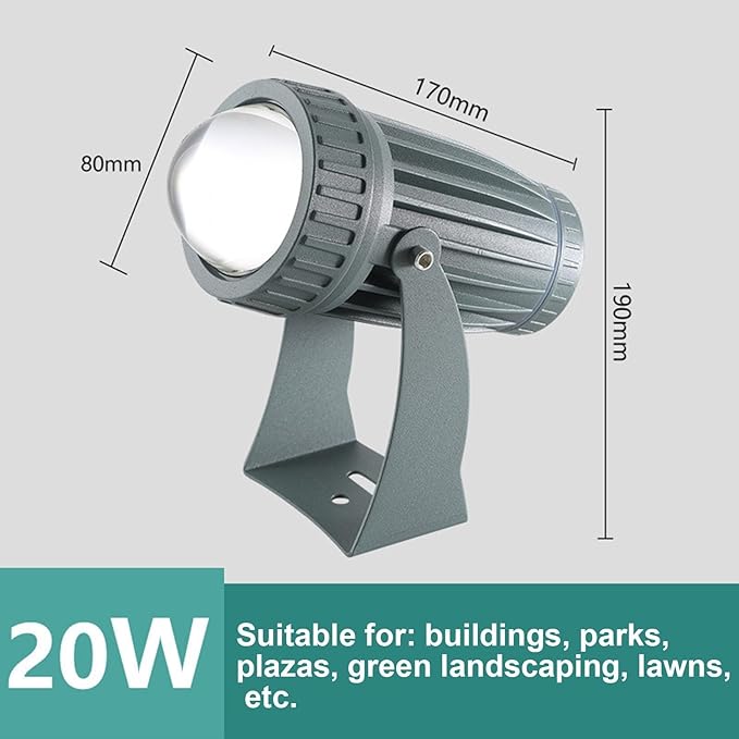 Landscape Lamp - AC85-265V Long Range LED Beam Light Rotation Spot Lights IP65 Waterproof Narrow Beam Spotlight Outdoor Architectural Decorative Lighting(Green20w)
